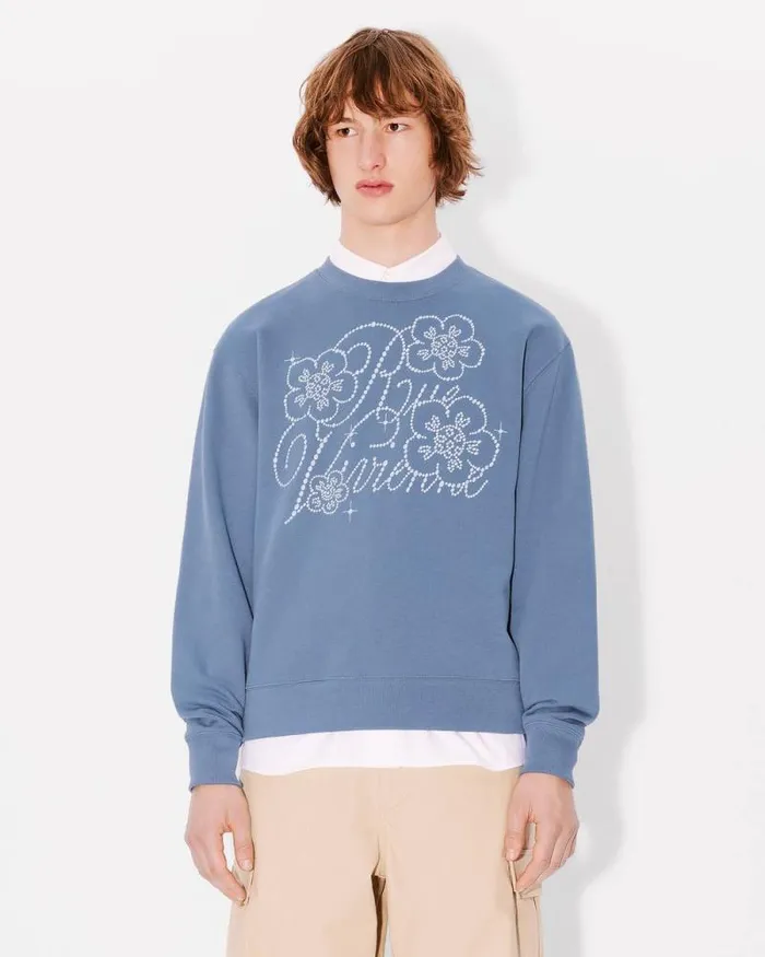 Men 039KENZO Constellation039 Embroidered Sweatshirt In Cotton Blue Kenzo Sweatshirts And Hoodies