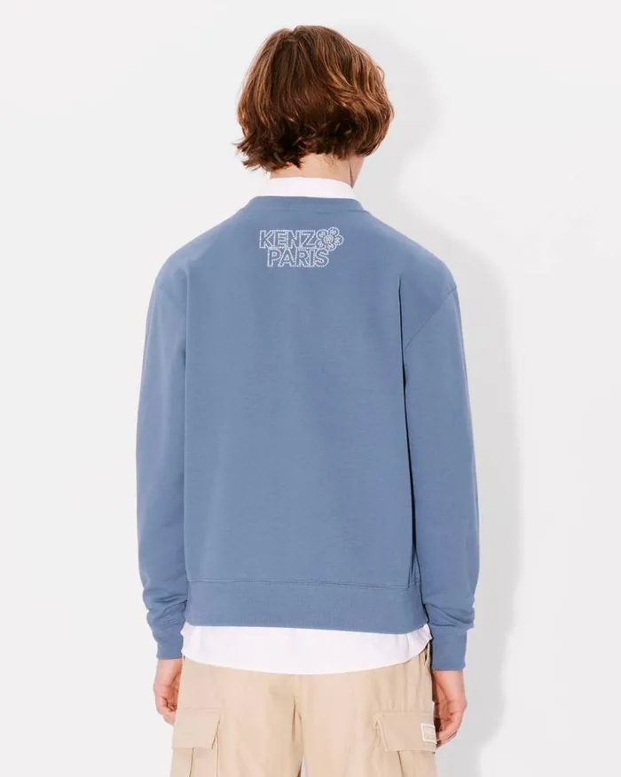 Men 039KENZO Constellation039 Embroidered Sweatshirt In Cotton Blue Kenzo Sweatshirts And Hoodies