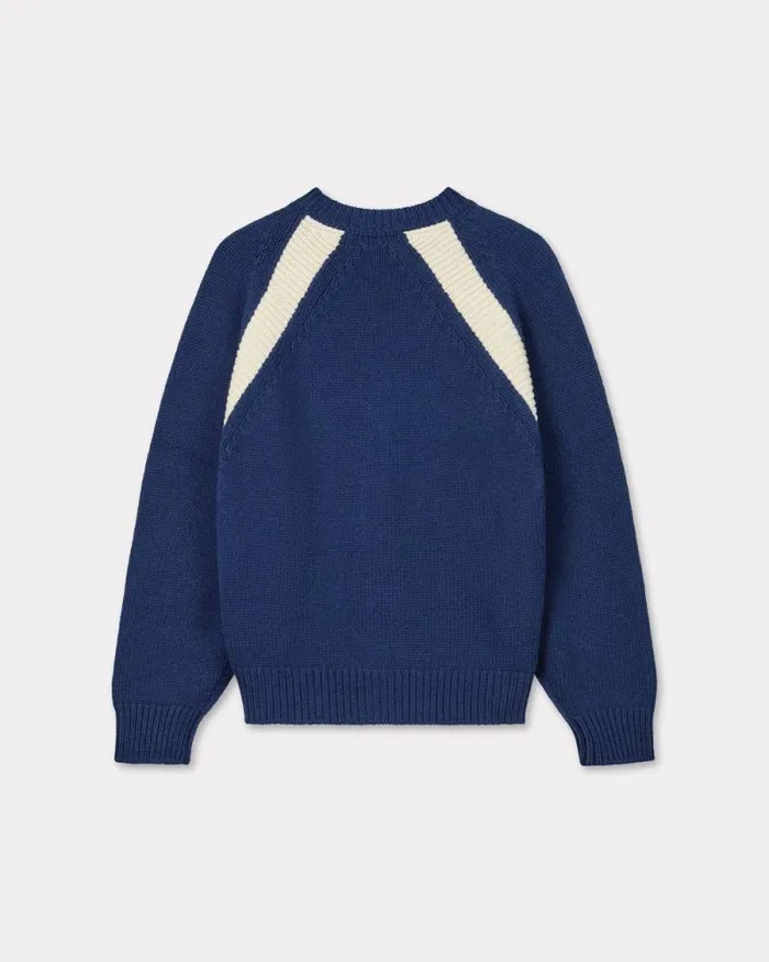 Men 039KENZO Paris Varsity039 Cardigan In Wool And Cotton Midnight Blue Kenzo Sweaters And Cardigans