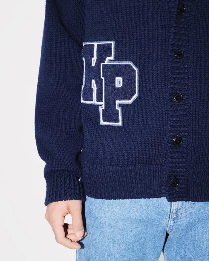 Men 039KENZO Paris Varsity039 Cardigan In Wool And Cotton Midnight Blue Kenzo Sweaters And Cardigans