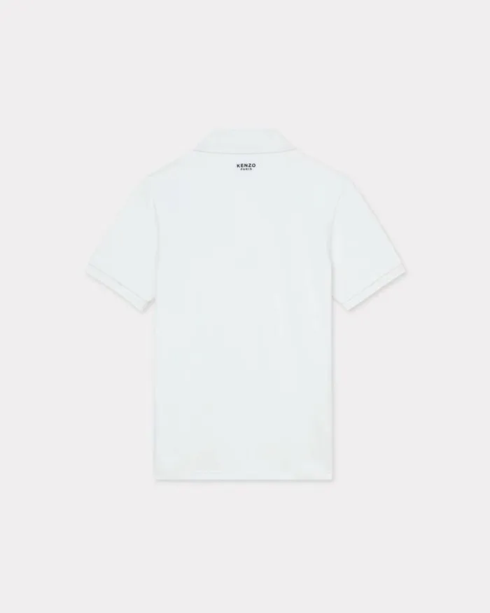 Men 039KENZO Pop039 Embroidered Slim Polo In Cotton Off White Kenzo Tshirts And Polos
