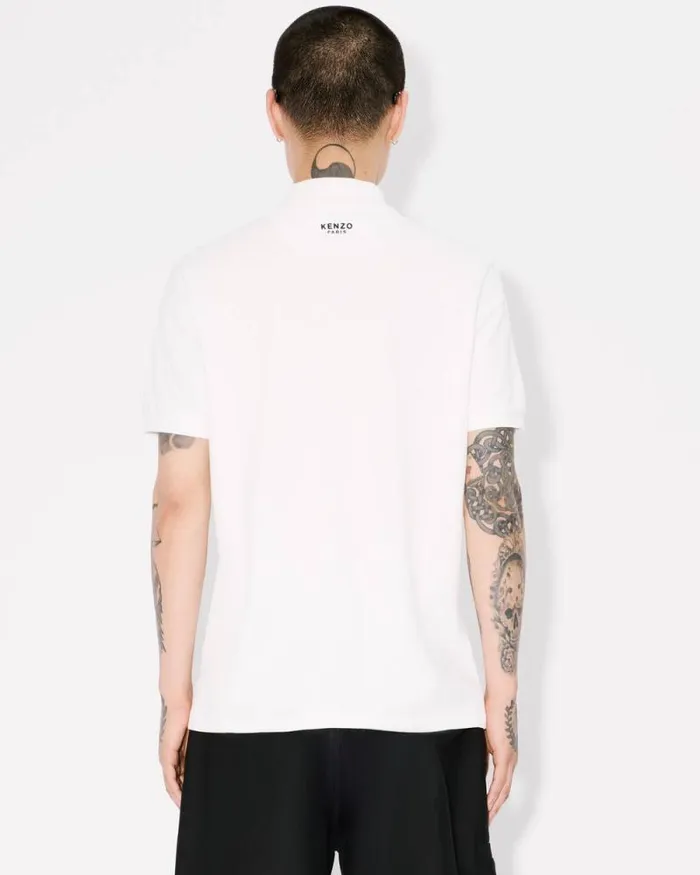 Men 039KENZO Pop039 Embroidered Slim Polo In Cotton Off White Kenzo Tshirts And Polos