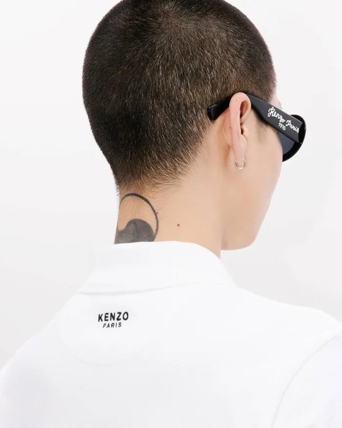Men 039KENZO Pop039 Embroidered Slim Polo In Cotton Off White Kenzo Tshirts And Polos