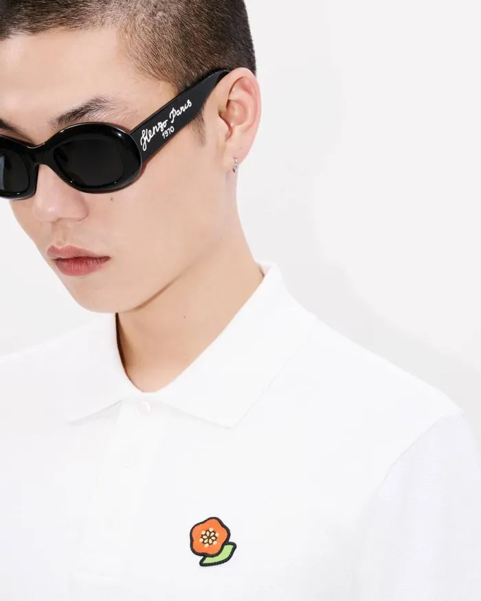 Men 039KENZO Pop039 Embroidered Slim Polo In Cotton Off White Kenzo Tshirts And Polos