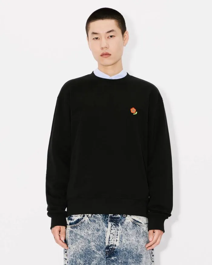 Men 039KENZO Pop039 Embroidered Sweatshirt In Cotton Black Kenzo Sweatshirts And Hoodies
