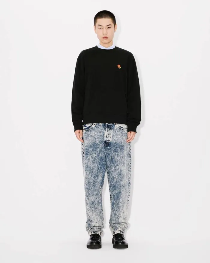 Men 039KENZO Pop039 Embroidered Sweatshirt In Cotton Black Kenzo Sweatshirts And Hoodies
