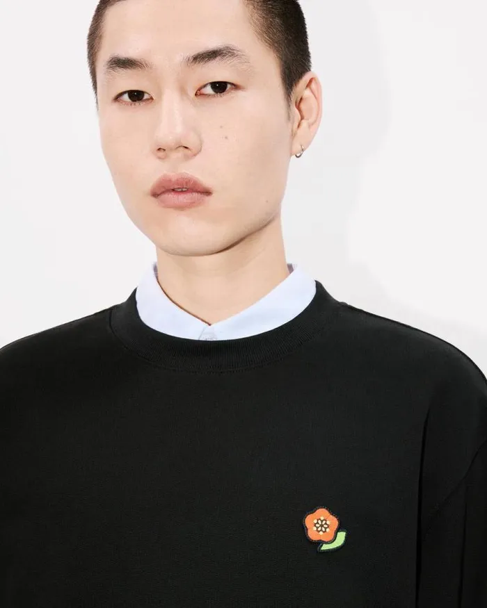 Men 039KENZO Pop039 Embroidered Sweatshirt In Cotton Black Kenzo Sweatshirts And Hoodies