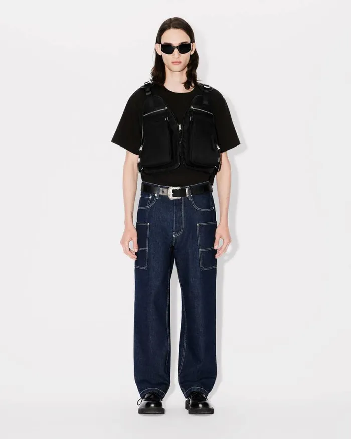 Men 039KENZO Star Tiger039 Oversized Embroidered Tshirt In Cotton Black Kenzo Tshirts And Polos