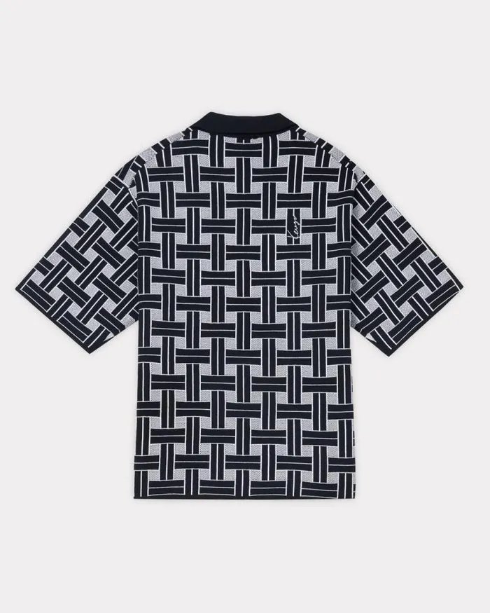 Men 039KENZO Weave039 Embroidered Polo Black Kenzo Tshirts And Polos