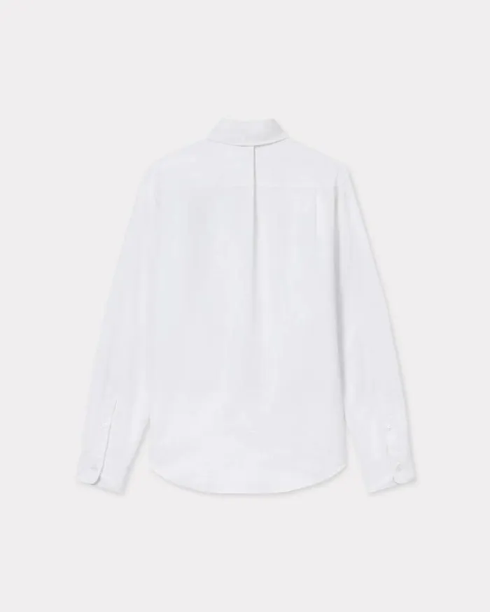 Men 039KENZO Weave039 Jacquard Slim Shirt White Kenzo Shirts