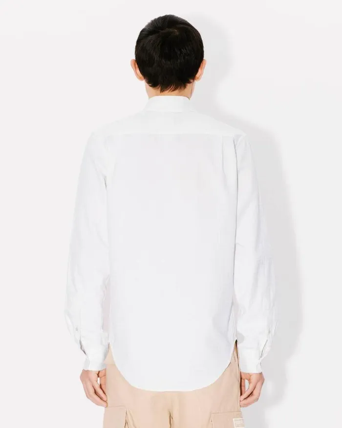 Men 039KENZO Weave039 Jacquard Slim Shirt White Kenzo Shirts
