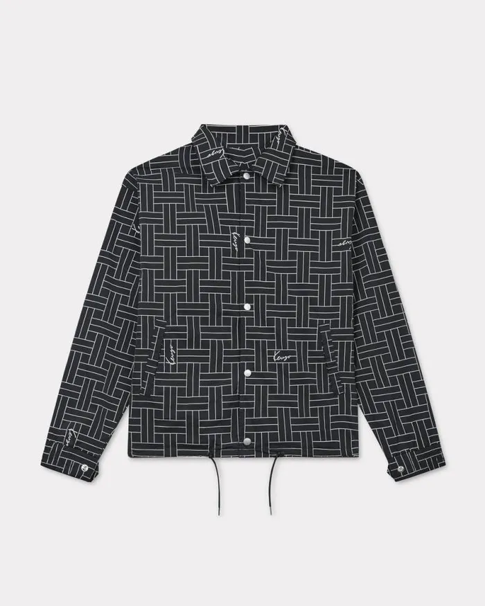 Men 039KENZO Weave039 Windbreaker Black Kenzo Jackets And Coats