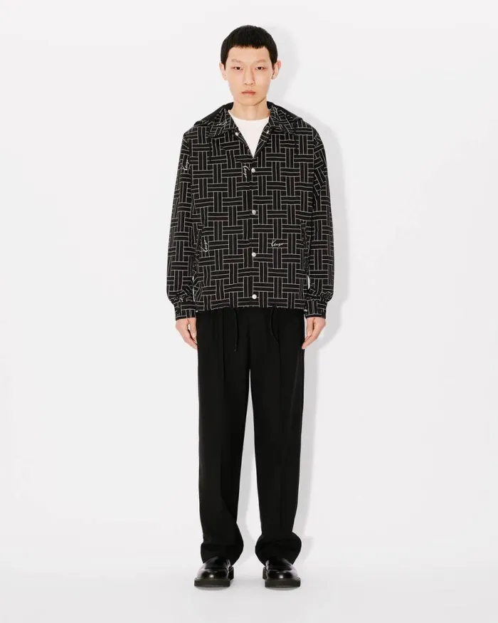 Men 039KENZO Weave039 Windbreaker Black Kenzo Jackets And Coats