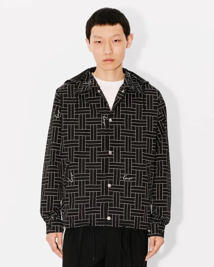 Men 039KENZO Weave039 Windbreaker Black Kenzo Jackets And Coats