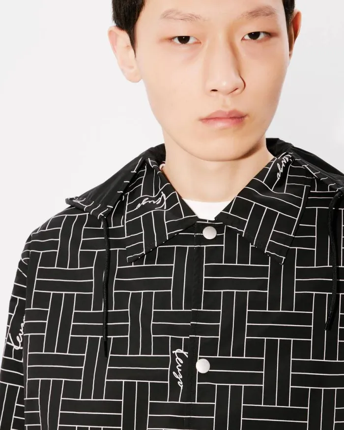 Men 039KENZO Weave039 Windbreaker Black Kenzo Jackets And Coats