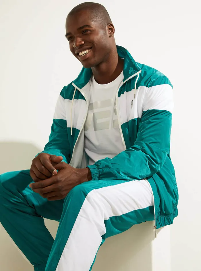 Men Activewear GUESS Teal Nowell Zipup Active Jacket