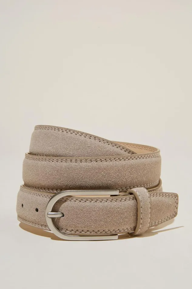 Men Bags and Belts Cotton On Slim Faux Suede Belt Ivory