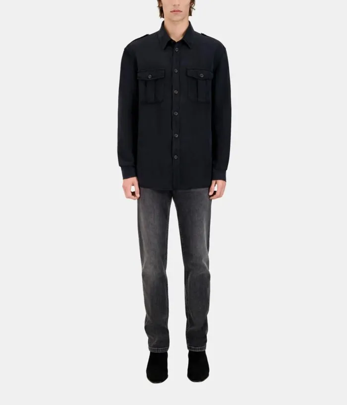 Men Black Lyocell And Linen Shirt THE KOOPLES Shirts
