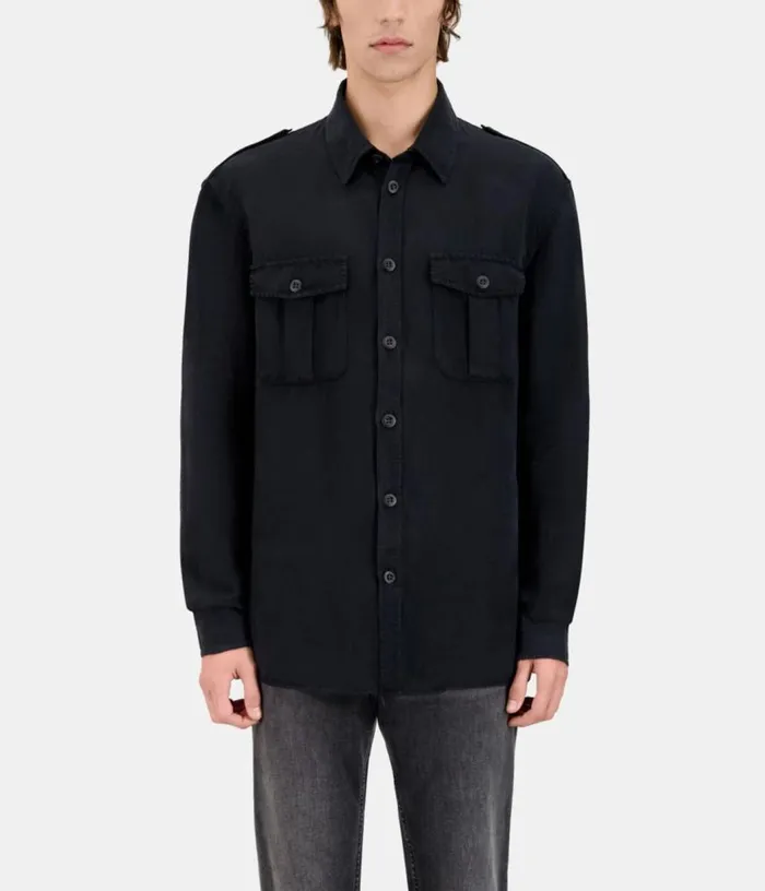 Men Black Lyocell And Linen Shirt THE KOOPLES Shirts