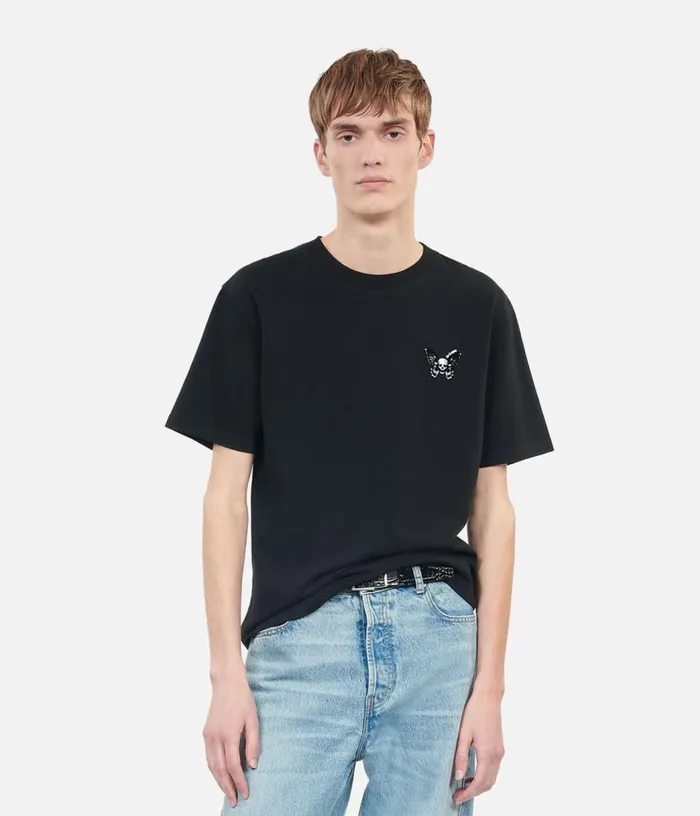 Men Black Tshirt With Butterfly Flocking THE KOOPLES Tshirts