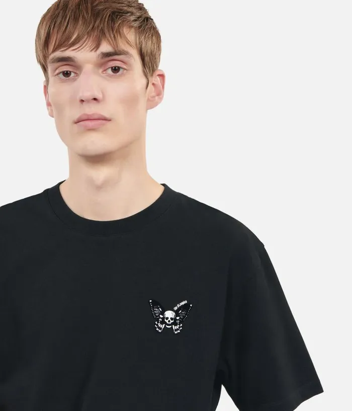 Men Black Tshirt With Butterfly Flocking THE KOOPLES Tshirts