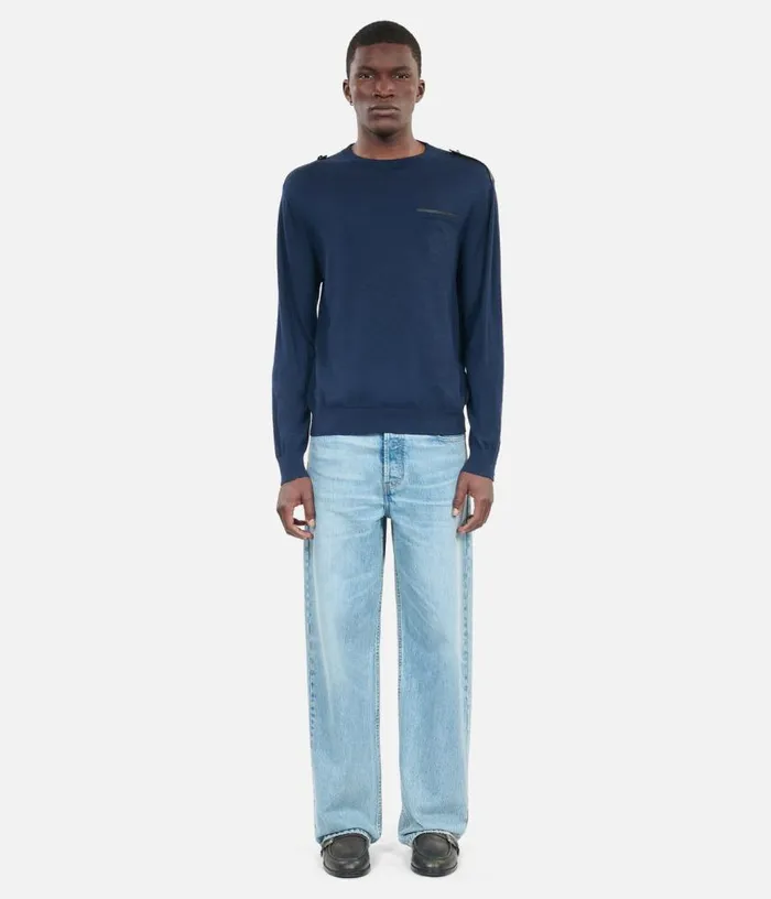 Men Blue Merino Wool Sweater THE KOOPLES Sweaters