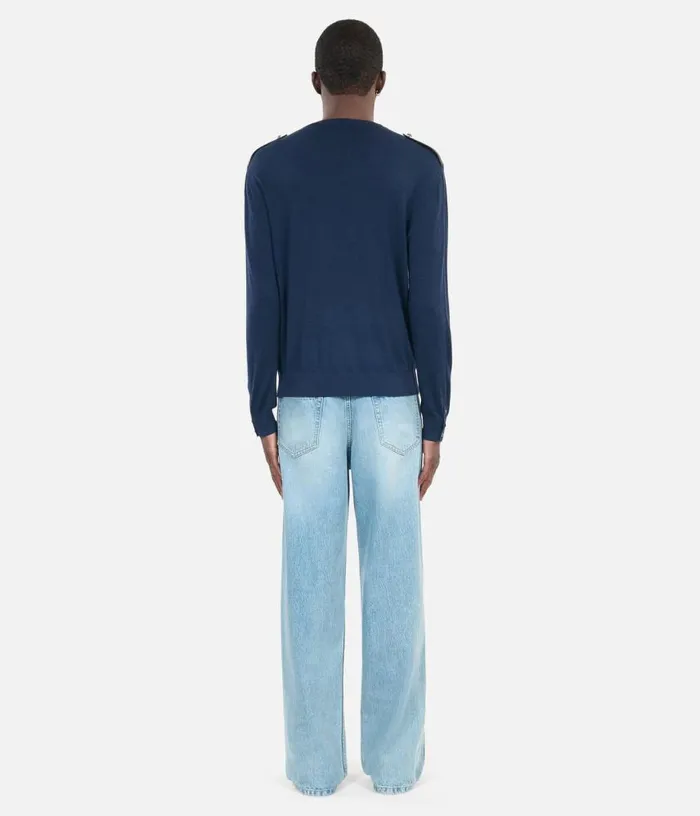 Men Blue Merino Wool Sweater THE KOOPLES Sweaters