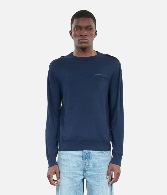 Men Blue Merino Wool Sweater THE KOOPLES Sweaters