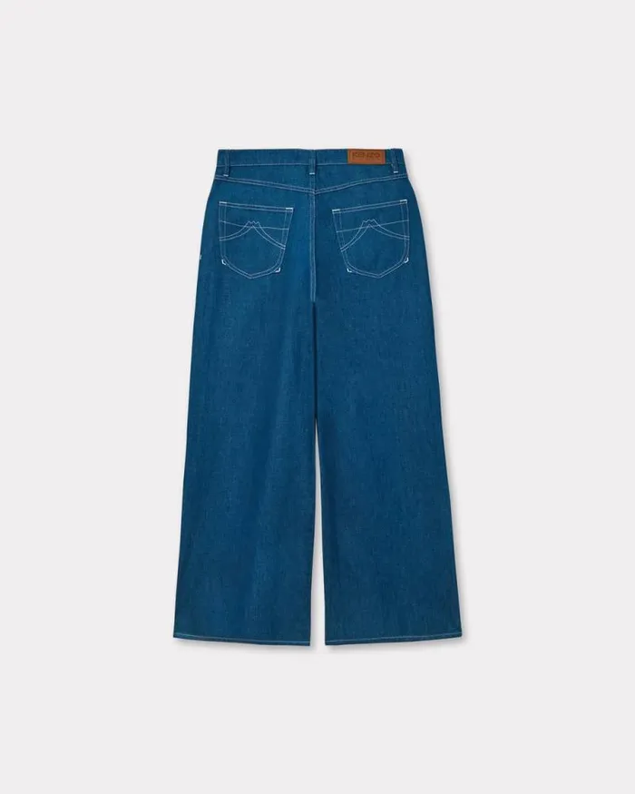 Men Buggy Jeans In Japanese Linen Denim Rinse Blue Denim Kenzo Denim