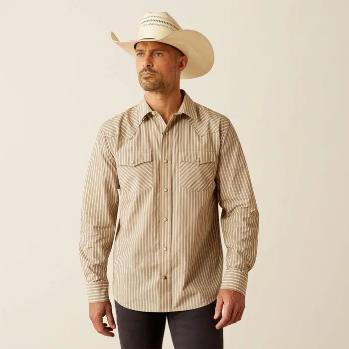 Men Button Down Shirts Ariat Hollis Retro Fit Shirt Tan