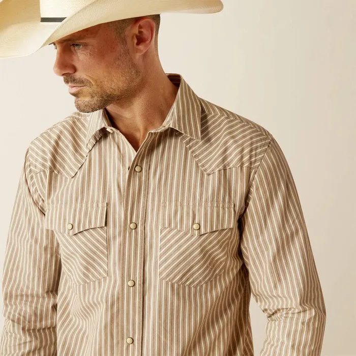 Men Button Down Shirts Ariat Hollis Retro Fit Shirt Tan Men Button Down Shirts Ariat Hollis Retro Fit Shirt Tan