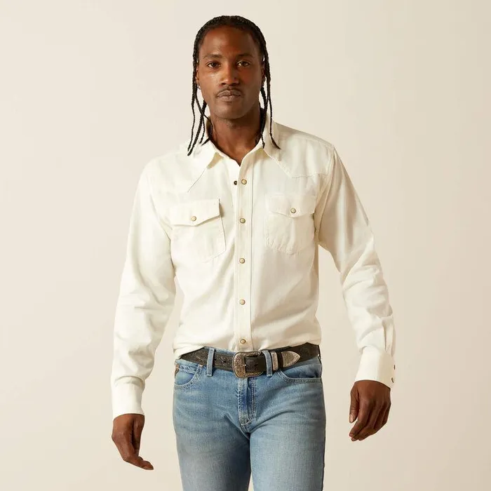 Men Button Down Shirts Ariat Jurlington Retro Fit Shirt Off White