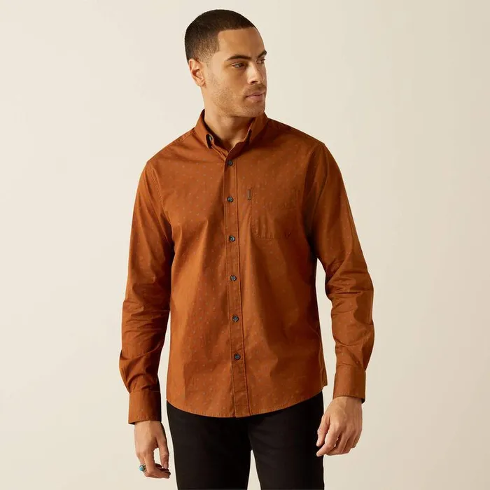 Men Button Down Shirts Ariat Mickey Modern Fit Shirt Brown
