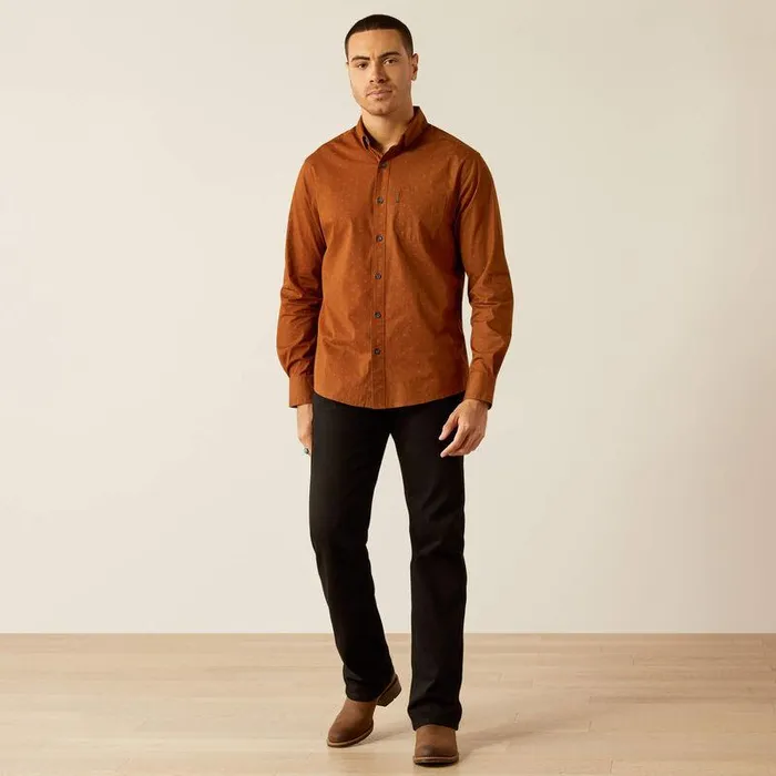 Men Button Down Shirts Ariat Mickey Modern Fit Shirt Brown Men Button Down Shirts Ariat Mickey Modern Fit Shirt Brown
