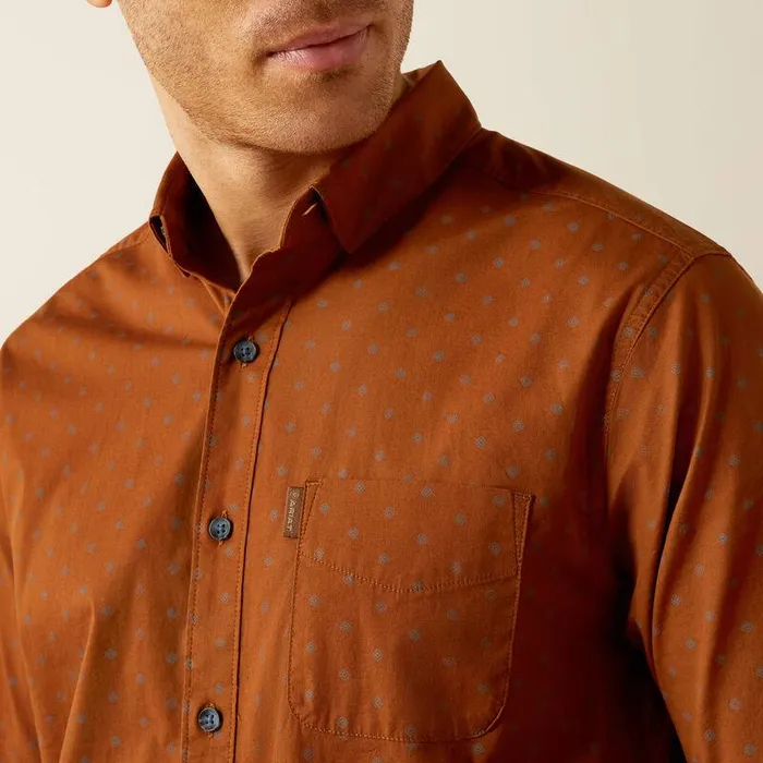 Men Button Down Shirts Ariat Mickey Modern Fit Shirt Brown Men Button Down Shirts Ariat Mickey Modern Fit Shirt Brown