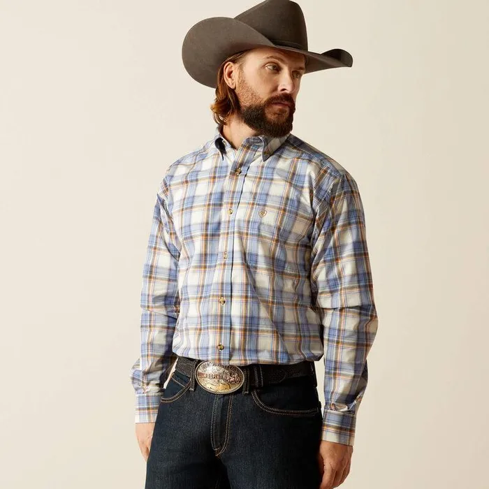 Men Button Down Shirts Ariat Pro Series Tristen Classic Fit Shirt Blue