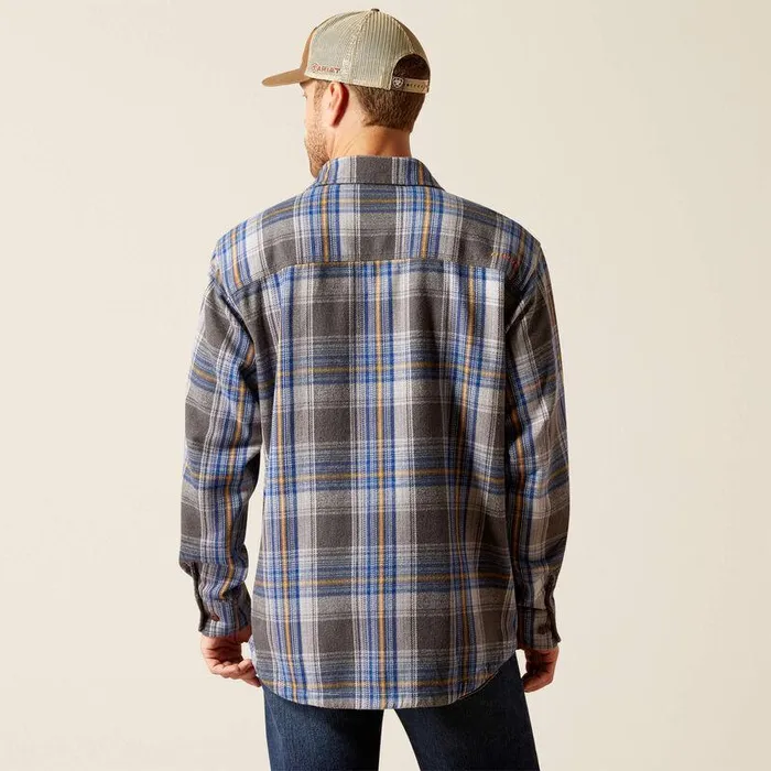Men Button Down Shirts Ariat Rebar Heavy Flannel Work Shirt Charcoal Heather