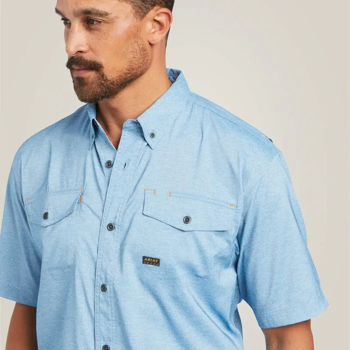 Men Button Down Shirts Ariat Rebar Made Tough VentTEK DuraStretch Work Shirt Deep Water Heather Men Button Down Shirts Ariat Rebar Made Tough VentTEK DuraStretch Work Shirt Deep Water Heather