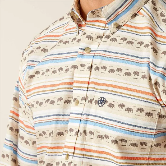 Men Button Down Shirts Ariat Reed Classic Fit Shirt Khaki