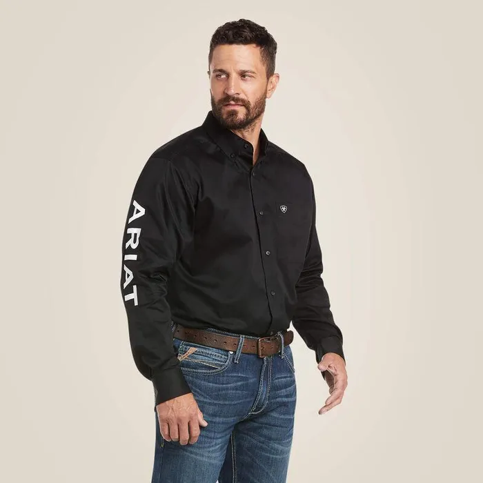 Men Button Down Shirts Ariat Team Logo Twill Classic Fit Shirt Blackandwhite