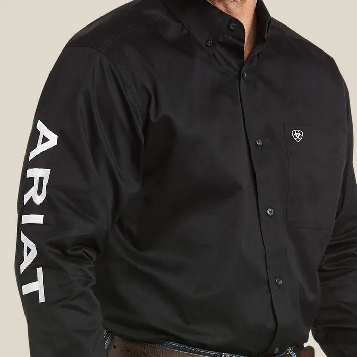 Men Button Down Shirts Ariat Team Logo Twill Classic Fit Shirt Blackandwhite