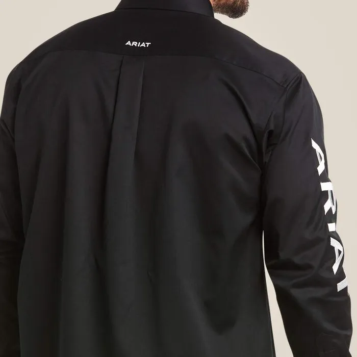 Men Button Down Shirts Ariat Team Logo Twill Classic Fit Shirt Blackandwhite