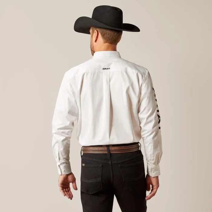 Men Button Down Shirts Ariat Team Logo Twill Classic Fit Shirt Whiteandblack