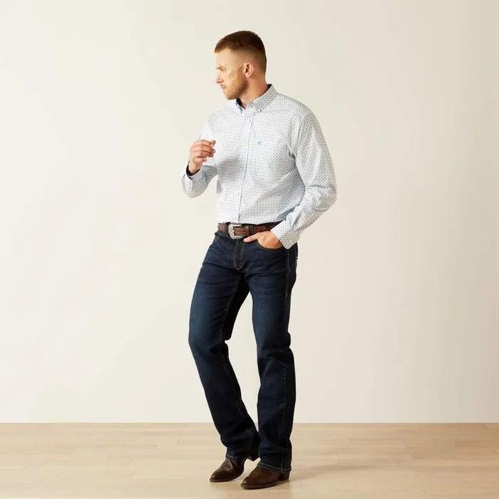 Men Button Down Shirts Ariat Wrinkle Free Baker Classic Fit Shirt Blue Men Button Down Shirts Ariat Wrinkle Free Baker Classic Fit Shirt Blue