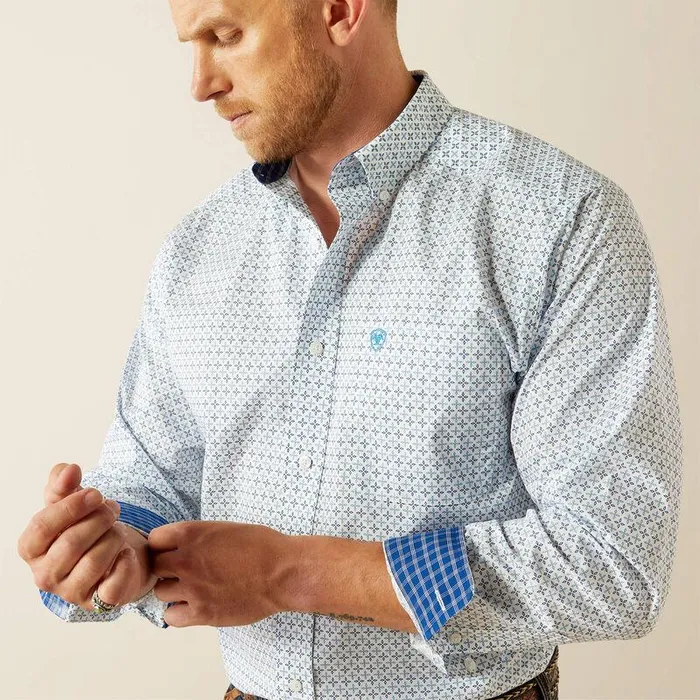 Men Button Down Shirts Ariat Wrinkle Free Baker Classic Fit Shirt Blue Men Button Down Shirts Ariat Wrinkle Free Baker Classic Fit Shirt Blue