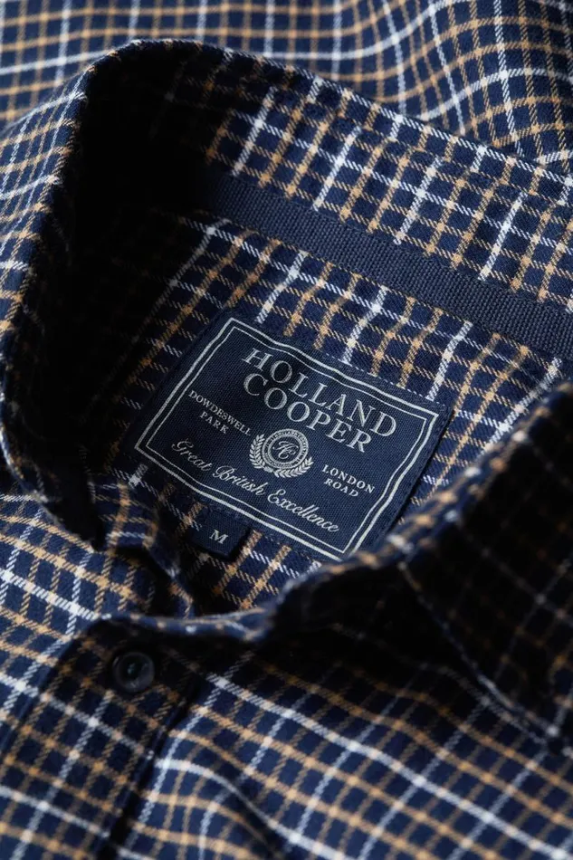 Men Classic Button Down Shirt Cheltenham Navy Check Holland Cooper Shirts