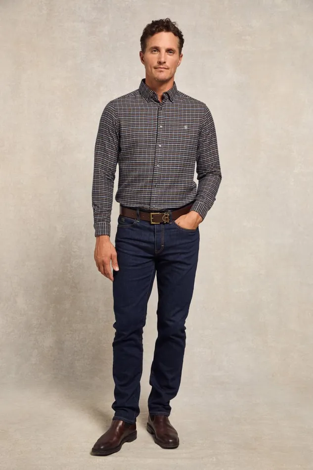 Men Classic Button Down Shirt Cheltenham Navy Check Holland Cooper Shirts