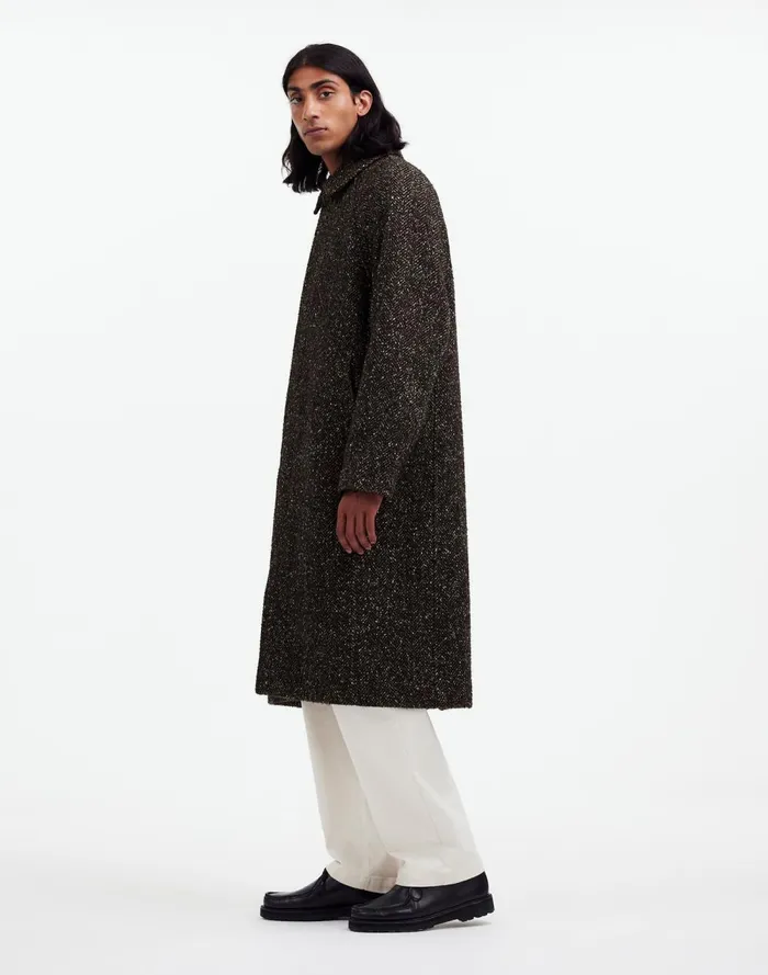 Men Coats Jackets Madewell RaglanSleeve Topcoat In Italian Fabric Chocolate Multi