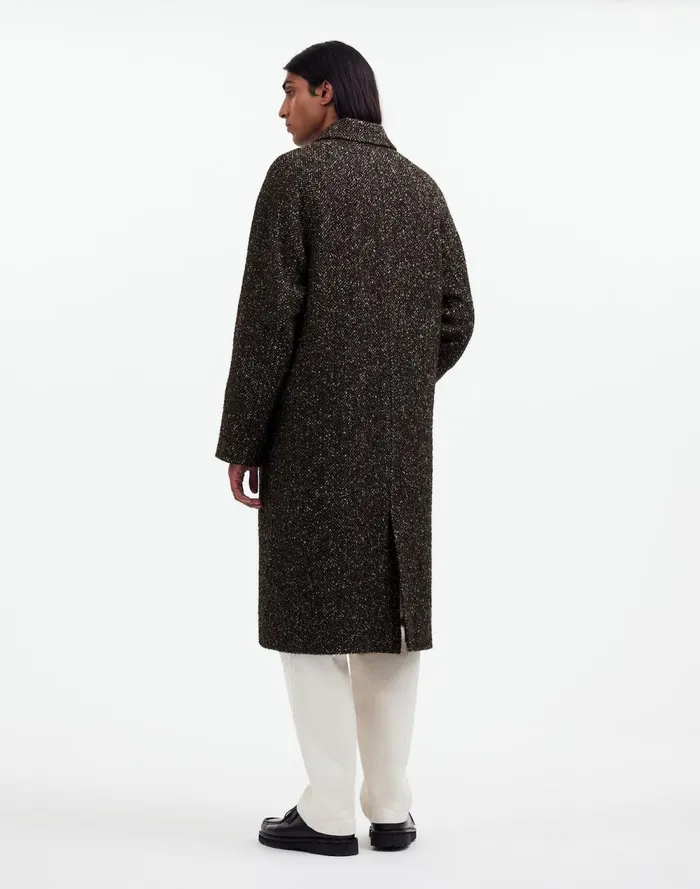 Men Coats Jackets Madewell RaglanSleeve Topcoat In Italian Fabric Chocolate Multi