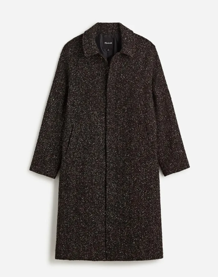 Men Coats Jackets Madewell RaglanSleeve Topcoat In Italian Fabric Chocolate Multi